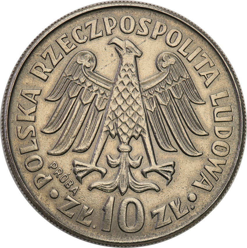 PRL. PRÓBA Nikiel 10 złotych 1964 Kazimierz Wielki (napis wklęsły)